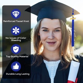 2025 Tassel Graduation, Tassel Charms for Graduation Cap Decorations, Blue Grad Tassels Memorial Grad Cords Class of 2025 Senior College High School Graduate Hat Ceremonies Accessories