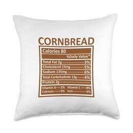 Nutritional Facts Labels Thanksgiving Gifts Store Thanksgiving Christmas Funny Cornbread Nutrition Facts Throw Pillow, 18x18, Multicolor
