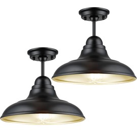 FLQMYQ Farmhouse Semi Flush Mount Ceiling Lights, Modern Ceiling Light Fixture with Black Finish for Kitchen, Hallway, Entryway, Dining Room, Bedroom, Cafe, Bar, Living Room, 12"