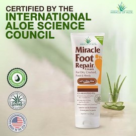 Miracle Foot Repair Cream, (1 oz / 3 Pack) Repairs Dry Cracked Heels and Feet, Diabetic-Safe, 60% Pure Ultra Aloe Moisturizes, Softens, and Repairs, R