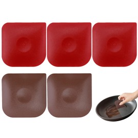5Pcs Pan Scrapers Plastic Scraper Tool Easy Clean Non-Sticky Flexible Dough Cutter Non Scratch Dish Scraper for Home Kitchen Commercial Cleaning Tools and Soft Food Cutting (2Pcs Brown*3Pcs Red)