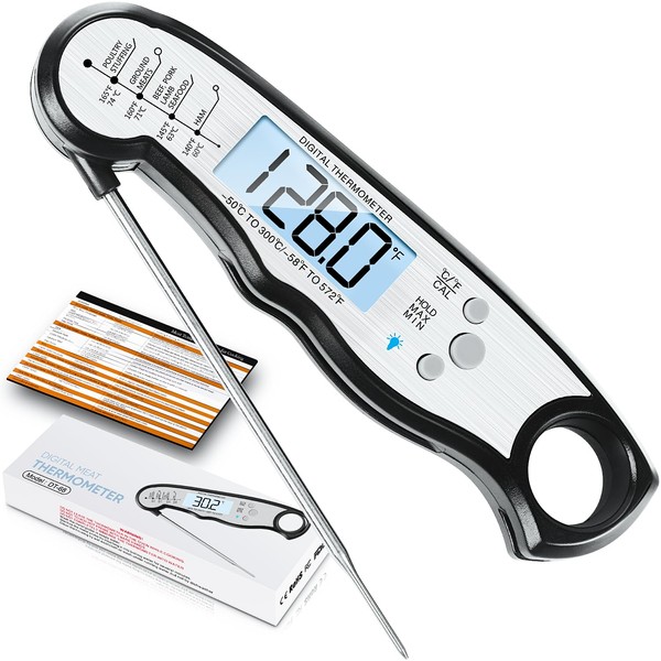 Digital Meat Thermometer, Waterproof Instant Read Food Thermometer for Cooking