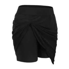 HDE Womens Plus Size Skort Skirt with Bike Shorts Active Golf Swim Skirt Pockets, Black, 22 Plus