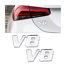 JNNJ 2 pieces 3D emblem badge, badge car sticker decal, metal motor display, car sticker, emblem, car sticker, tuning metal (V8)