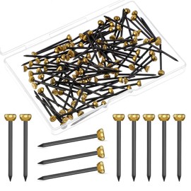 Giantree 100Pcs Picture Pins Nails, Picture Hanging Nails for Wall Pins, Brass Head Frame Nail Hook Pin for Hanging Pictures Photo Frame