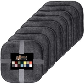 Gorilla Grip Memory Foam Chair Cushions, Comfortable Pads for Dining Room, Kitchen Table, Office Chairs, Stay in Place Backing, Comfortable Microfiber Seat Pad Cushion, Set of 8, 16x16, Gray