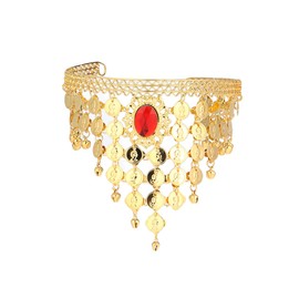 Golden Costume Decoration Metal Gypsy Head Jewelry Dance Hoop Performance Performing - for Dancer Sizegolden Indian Belly Enthusiasts Coined Hair Headdress Style Headband