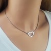 Stainless Steel Open Heart Handmade Adjustable Dainty Choker Necklace 14"