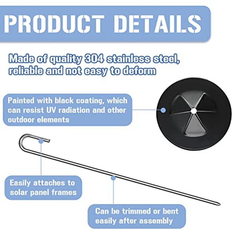 Aribrnten 100 Packs Solar Panel Guard Clips, Stainless Steel Wire