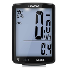 Wireless Bike Computer, Multi Functional LCD Screen Bicycle Computer Mountain Bike Speedometer Odometer IPX6 Waterproof Cycling Measurable Temperature Stopwatch Cycling Accessories
