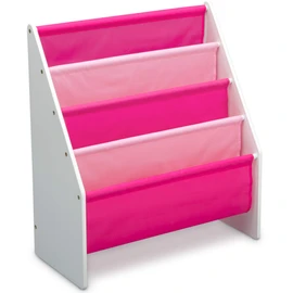 Delta Children Sling Rack Bookshelf for Kids - Easy-to-Reach Storage for Magazines or Coloring Books - Ideal for Playrooms & Homeschooling - Greenguard Gold Certified, White/Pink