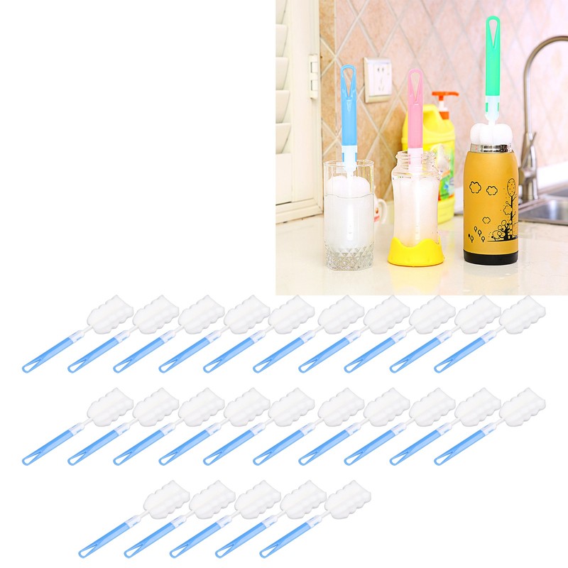 50pcs Bottle Sponge Brush Long Handle Cup Cleaning Sponge Brush
