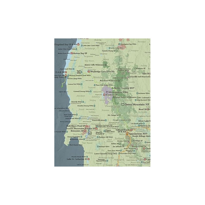 Vermont State Parks & Federal Lands Map 18x24 Poster (Sage