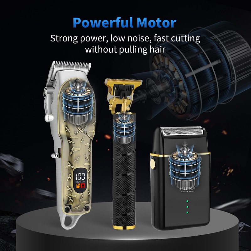 HIENA PRO Barber Clipper Set & Trimmer Kit for Men,