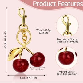 Cherry Keychains Bag Charms for Women, Purse Charms Cute Key Chains, Wallet Decoration Birthday Holiday Gift for Women (2pcs)