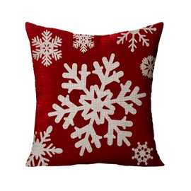 Newhomestyle Throw Pillow Cover Happy Holidays Christmas Beautiful Snowflakes Baby Its Cold Outside Red Cotton Home Decor Square Cushion Pillowcase 26x26 in