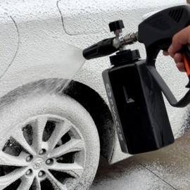 PWACCS Pressure Washer Gun with Foam Cannon, Short Pressure Washer Gun with Swivel, Foam Cannon for Car Wash Foam Gun Kit with 1/4" Quick Connector, 5 Pressure Washer Nozzle Tips, 1.5 Liter, 5000 PSI