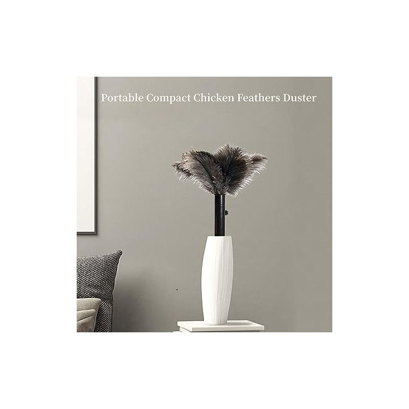 Mumusuki Feather Duster, Natural Ostrich Feathers for Dusting Contoured for