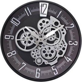 Hnycinj Wall Clock, Non-Ticking Industrial Vintage Moving Gear Battery Operated Original Antique Steampunk Decor Metal Clock for Living Room, Farmhouse, Home Kitchen (Silver-16 inch, 16 inch)