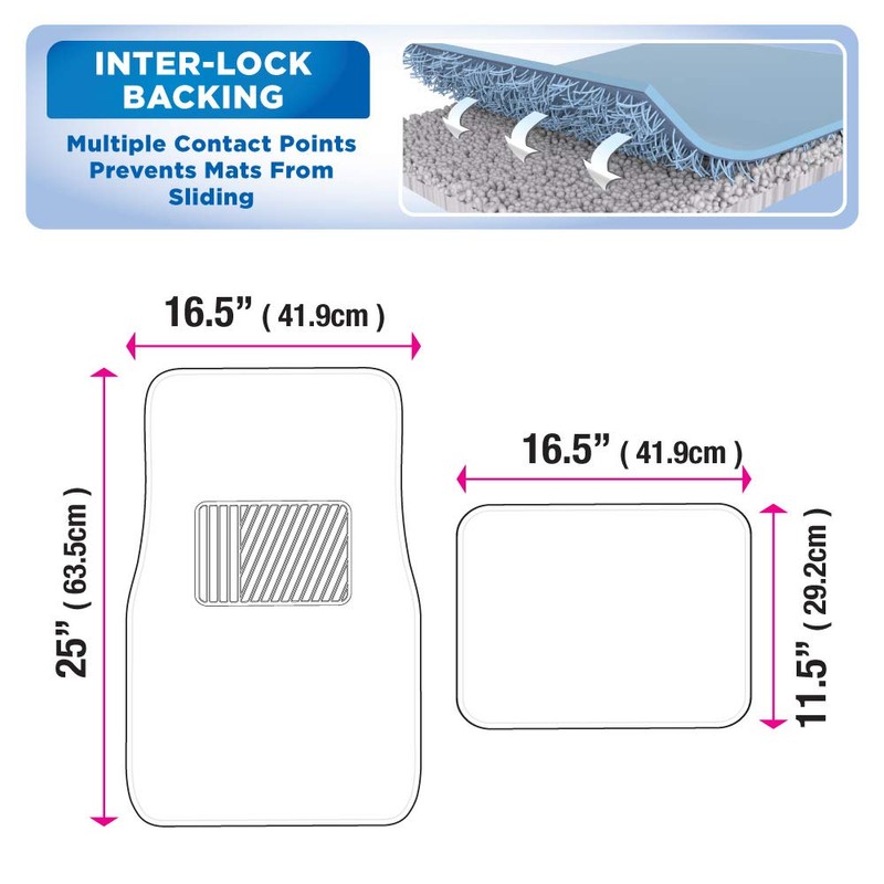BDK InterLock Car Floor Mats - Secure No-Slip Technology for