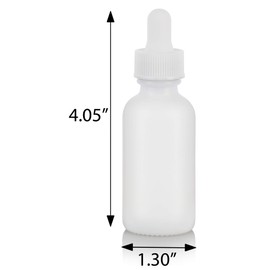 1 oz White Glass Boston Round White Dropper Bottle (6 pack) + Funnel