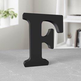 Aruatu 8 Inch Black Wood Letters Unfinished Wood Letter for Wall Decor Decorative Standing Letter Large Letters for Wall Decoration for Craft Home Party Projects (F)