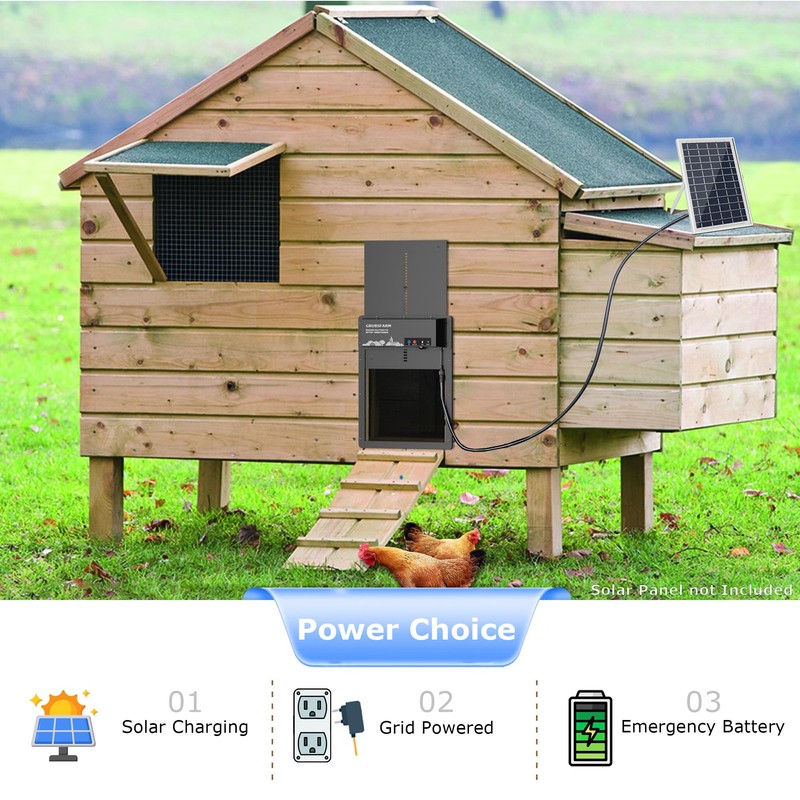 GRUBSFARM Automatic Chicken Coop Door - Programmable with App Timer,
