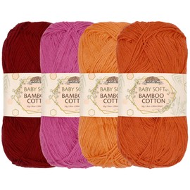 JubileeYarn Baby Soft Bamboo Cotton Yarn - 50g/Skein - Shades of Orange - 4 Skeins