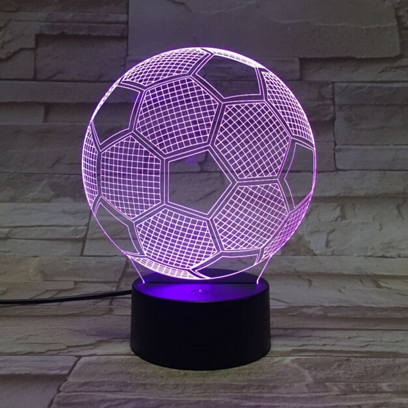 3D Visual Soccer Night Lamp USB LED Touch Football Shaped