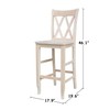 IC International Concepts Double X-Back Bar Height Stool Solid Wood,