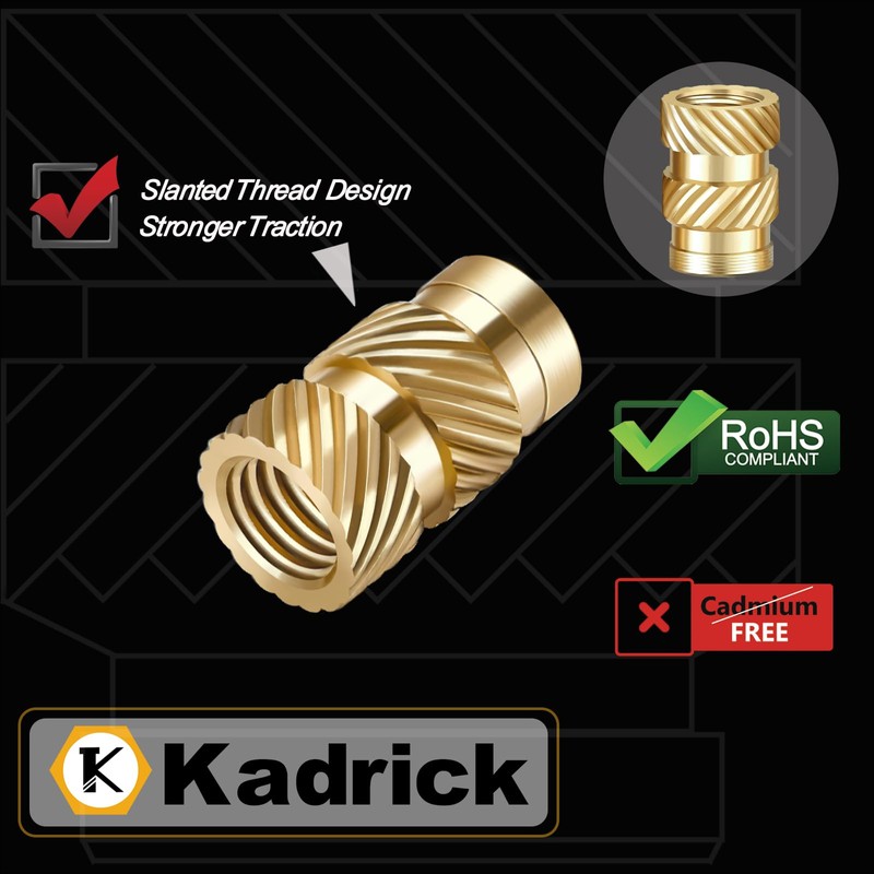 Kadrick - 200 piezas de inserciones roscadas M2 para componentes