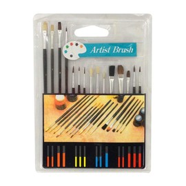 15pc Artist Paint Brush Set, All Purpose Oil, Watercolor, and Acrylic Paints