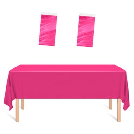 SietDESEO 2 Pack Hot Pink Plastic Tablecloth 54 x 108 Premium Disposable Table Cloth for Rectangle Table Plastic Table Cover for Wedding Baby Shower Girls Party Disposable Tablecloth