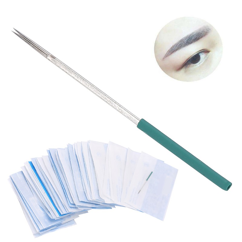 50PCS Professional Eyebrow Tattoo Needles Microblading Pen Shading Blades Permanent