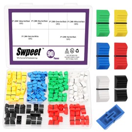 Swpeet 90pcs 6 Colours 8 x 1.2 mm Straight Slider Potentiometer Flat Push Knob Insert Shaft Assortment Kit, Potentiometer Fader Knob Caps Potentiometers Straight Slider Buttons Replacement