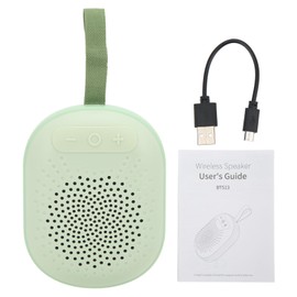 Portable Wireless Speaker with Lanyard IPX4 Waterproof RGB Light 2 Connection Mode Mini Speaker for Outdoor Travel Light Green