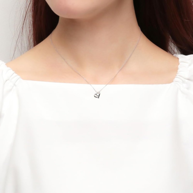 Bloom 0772-1561-0019-0000 Silver Rhodium Plated Cubic Zirconia Heart Necklace, Silver,