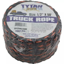 Unbranded Black & Orange Rope - 1/2" x 50' Polypropylene