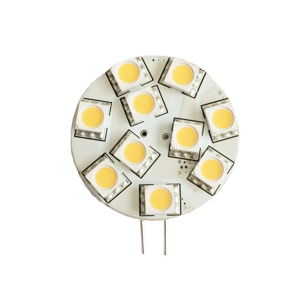 Anyray Disc Type G4 Base 12V LED Light Bulb Two Side Pins 10 Watt Halogen Replacement for Boats, RV Campers, Trailers and Under-Cabinet Lights Cool White Color