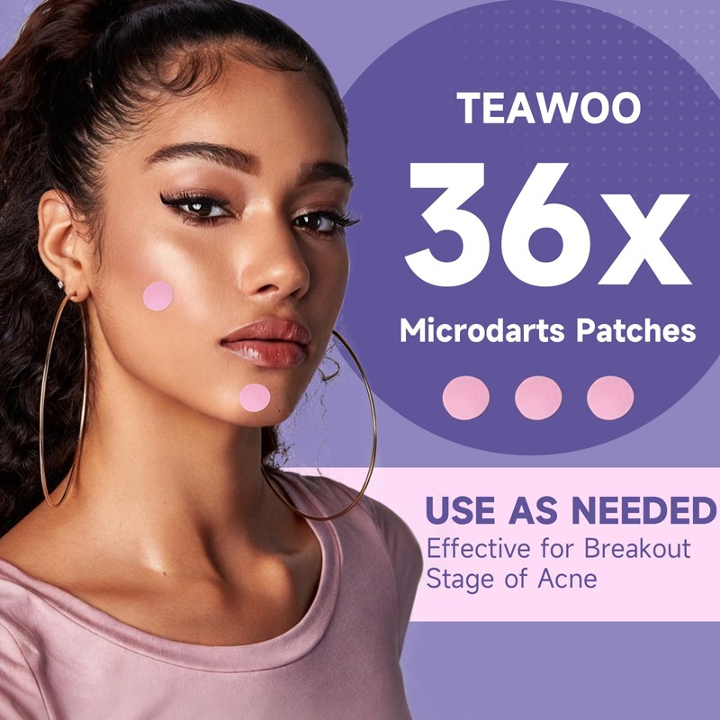 36-Count Microdart Acne Patches, Cute Round-shaped microdart pimple patch