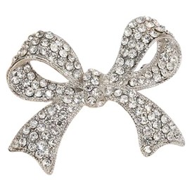 Rhinestone Bow Brooch Pins,Vintage Crystal Ribbon Bow Pearl Lapel Pins Elegant Clothes Hat Bag Brooch Accessories for Women (D)