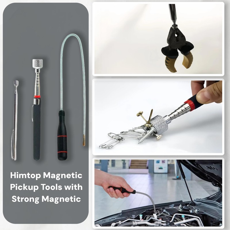 3 Pack Himtop Magnetic Pickup Tools with Strong Magnetic Tips，Including