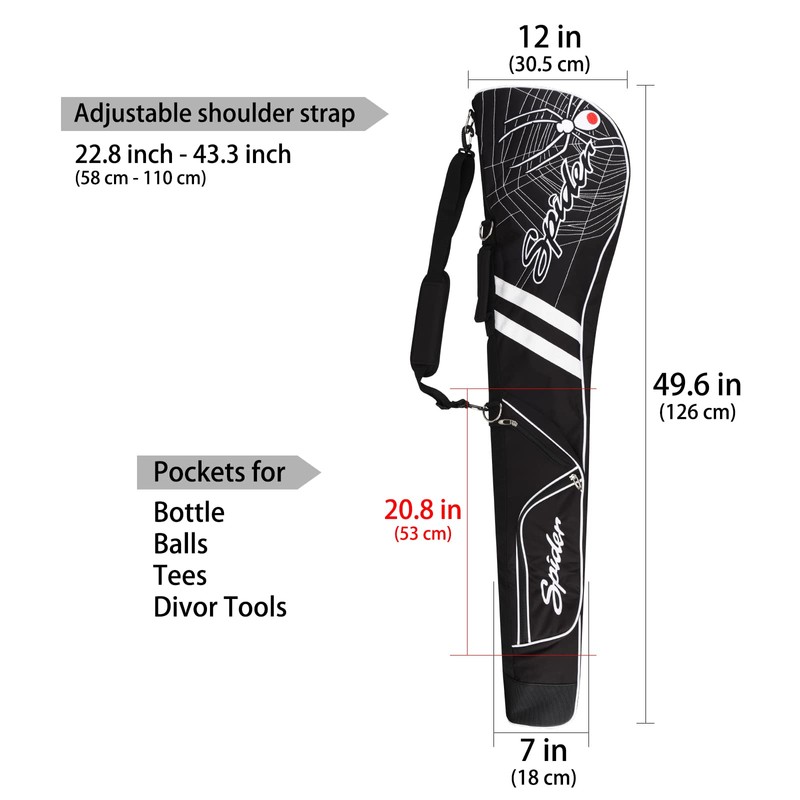 Black Porable Lightweight Waterproof 1cm Thick Padded Pencil Carry Golf