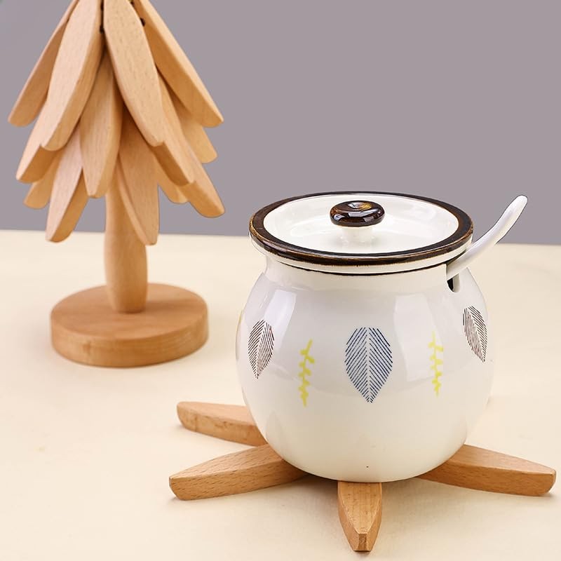 Eedoeccs Trivet Wood Coaster Japanese Style Storage Holder Pack of
