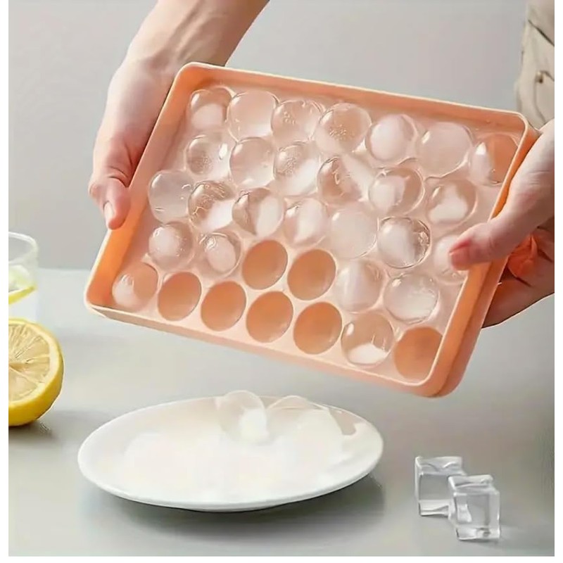 Generic 33-Grid Round Ice Cube Tray - Lead-Free, Polish Glossy,