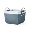 Large Sqaure Faux Wicker Lined Storage Bin with Faux Leather