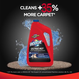 Resolve Ultra Pet Steam Carpet Cleaner Solution Shampoo, 3X Concentrate, Safe for Bissell, Hoover & Rug Doctor, Carpet Cleaner, Pet Stain and Odor Remover, Carpet Cleaner Solution, 48 oz