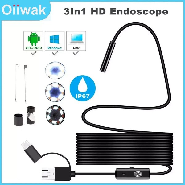 Oiiwak 1M Endoscope Borescope HD Inspection Camera Scope for Android