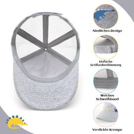 JANGANNSA Children's Baseball Cap Dinosaur Horn Summer UV Children's Hat for Boys Girls 0-8 Years, Grey Dinosaurs