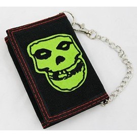 Misfits Green Skull Wallet Tri-Fold with Chain